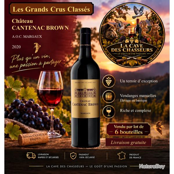 Ch�teau Cantenac Brown 2020 1 caisse de 6 bouteilles AOC Margaux 3�me Grand Cru Class�