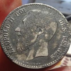 monnaies  argent Leopold II 1866 4,8 g- 23,20 mm