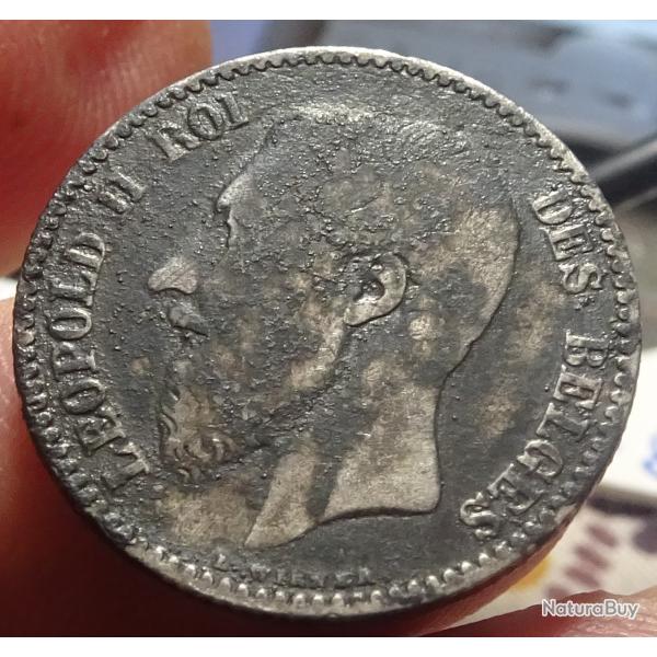 monnaies  argent Leopold II 1866 4,8 g- 23,20 mm