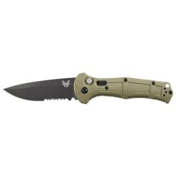 Couteau automatique Benchmade Claymore - Manche grivory/acier olive, CPM D2, tranchant lisse, lame d