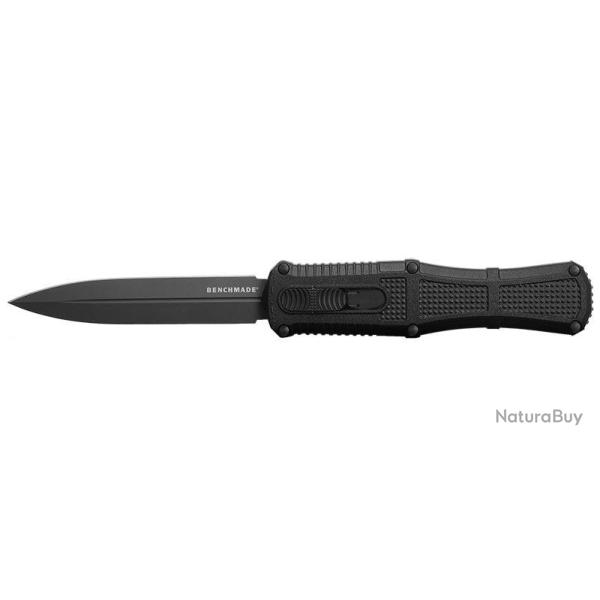 Couteau automatique Benchmade Claymore - Manche grivory noir, CPM D2, double tranchant lisse, lame d