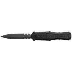 Couteau automatique Benchmade Claymore - Manche grivory noir, CPM D2, double tranchant mixte, lame d