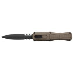 Couteau automatique Benchmade Claymore - Manche grivory marron, CPM D2, double tranchant mixte, lame