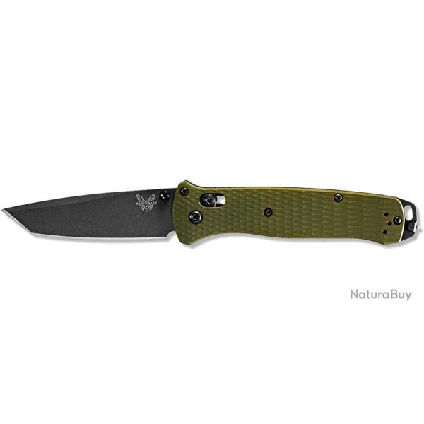 Couteau pliant Benchmade Bailout - Manche aluminium olive, lame grise, CPM M4, tranchant lisse