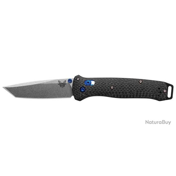 Couteau pliant Benchmade Bailout - Manche carbone noir, lame stonewash, M390, tranchant lisse