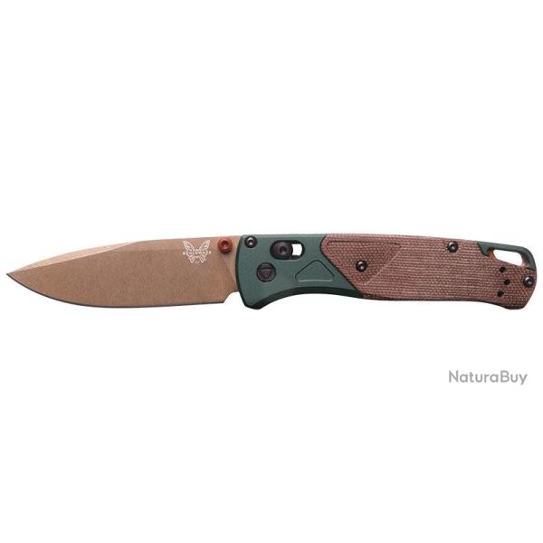 Couteau pliant Benchmade Bugout - Manche aluminium/micarta marron/vert, lame pvd fde, S90V