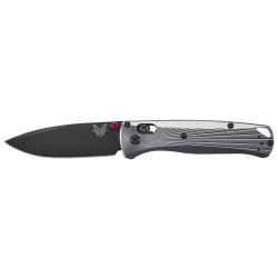 Couteau pliant Benchmade Bugout - Manche aluminium gris, lame noire, M390