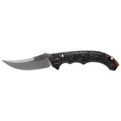 Couteau pliant Benchmade Mini Bedlam CPM S90V - Manche carbone noir, lame blanche, tranchant lisse