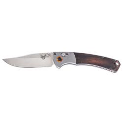 Couteau pliant Benchmade Mini Crooked River - Lame 86mm - Manche Bois stabilis&eacute; - Mitres Aluminium