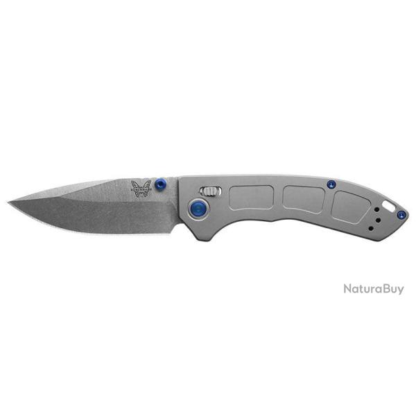 Couteau pliant Benchmade Mini Narrows titane - Manche titane gris, lame blanche