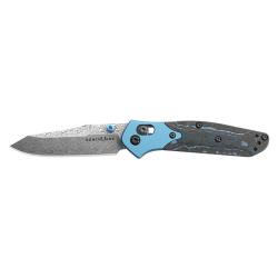 Couteau pliant Benchmade Mini Osborne - Manche carbone motif, lame damas, Damas