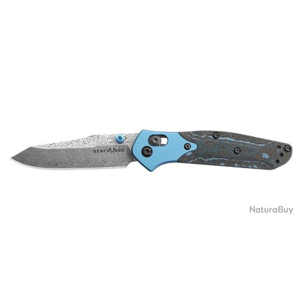 Couteau pliant Benchmade Mini Osborne - Manche carbone motif, lame damas, Damas