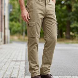 CHALLENGER KINGSTON1 -- Pantalon cargo beige : l'aisance stretch multipoches 42