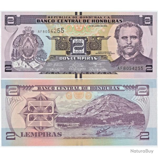 HONDURAS - Billet de 2 Lempiras - 12/06/2014 - Neuf/UNC - P97.b