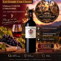 Clos de l'Oratoire 2020 1 caisse de 6 bouteilles de 75cl AOC Saint Emilion Grand Cru Class&eacute;
