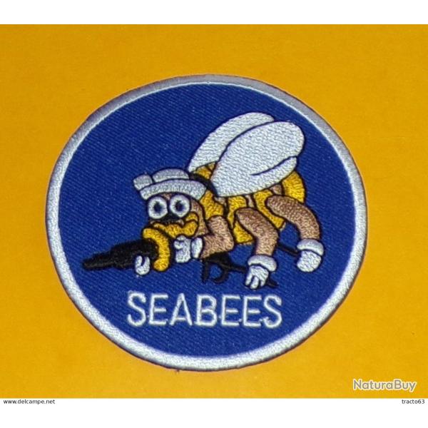 TISSU PATCH : ARMEE AMERICAINE SEABEES , DIAMETRE 7 CM , BON ETAT VOIR PHOTOS . POUR TOUT RENSEIGNEM