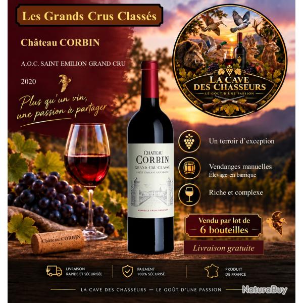 Ch�teau Corbin 2020 1 caisse de 6 bouteilles de 75cl AOC Saint Emilion Grand Cru Class�