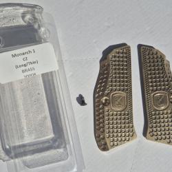 Plaquettes et Talon de chargeur M-Arms Monarch 1 pour CZ Shadow 2 Long Thin Brass Arme non incluse !