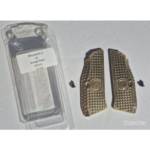 Plaquettes et Talon de chargeur M-Arms Monarch 1 pour CZ Shadow 2 Long Thin Brass Arme non incluse !