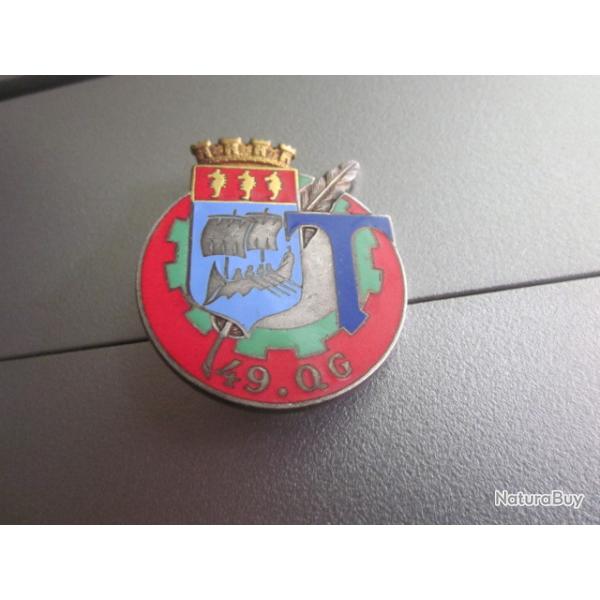 insigne �mail  C.Q.G 49eme compagnie  du quartier g�neral  du train / drago paris
