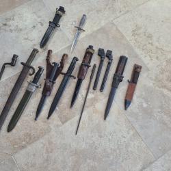 Lot de 13 ba&iuml;onnettes