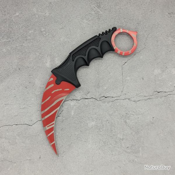 Couteau Karambit Doopler Ruby Tiger Tooth CS:GO/CS2 IRL - Lame aff�t�e en acier inox