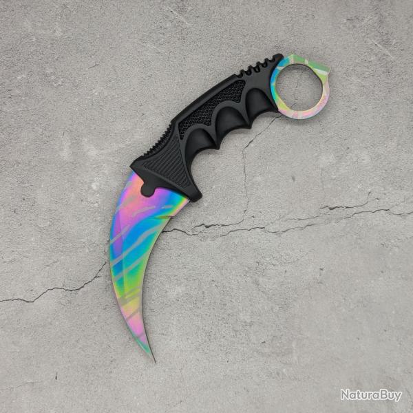 Couteau Karambit Fade Tiger Tooth CS:GO/CS2 IRL - Lame aff�t�e en acier inox