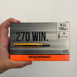 Munitions solognac 270 winchester 9,7g 150 gros SP x20