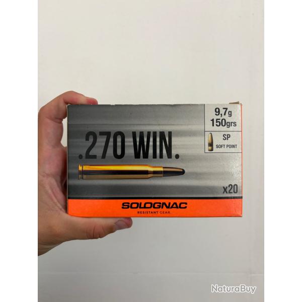 Munitions solognac 270 winchester 9,7g 150 gros SP x20