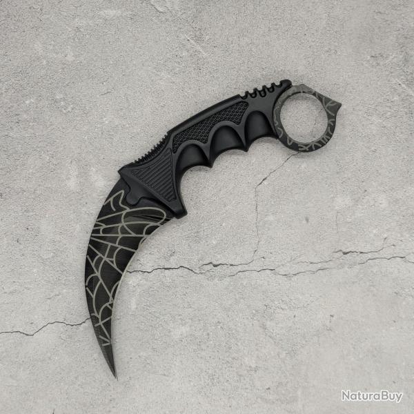 Couteau Karambit Dark Crimson Web CS:GO/CS2 IRL - Lame aff�t�e en acier inox - R�plique