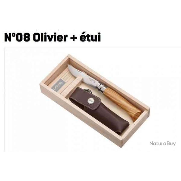 Opinel N�08 Olivier + Etui en coffret