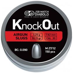 150 Plombs KO Slugs 7,62 mm JSB