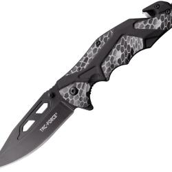 Couteau Pliant Tac Force A/O Lame Acier 3Cr13 Manche Aluminium Camo Noir et Gris Linerlock TF1021GY