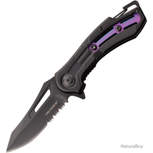 Couteau Pliant Tac Force A/O Lame Inox Manche Inox Noir et Arc-en-ciel Framelock TF1026RB
