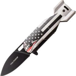 Couteau Pliant Tac Force Bomb A/O Lame Acier 3Cr13 Manche Aluminium Noir et Argent TF1039BFG