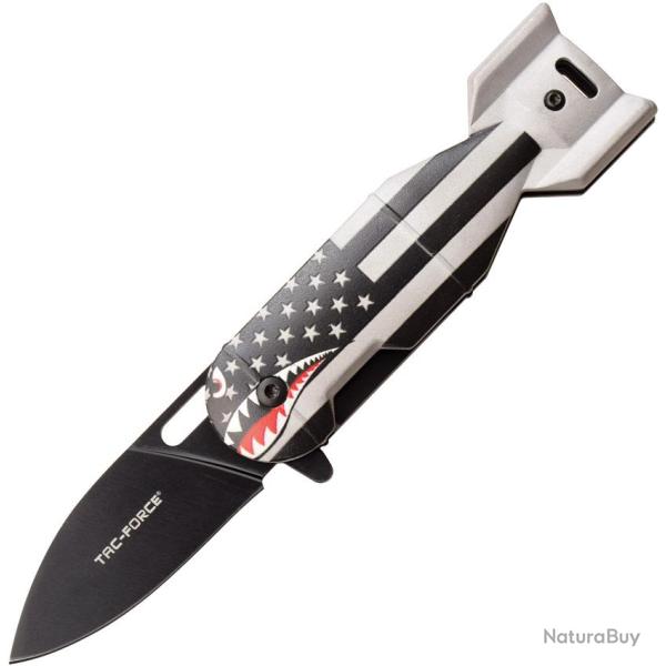 Couteau Pliant Tac Force Bomb A/O Lame Acier 3Cr13 Manche Aluminium Noir et Argent TF1039BFG