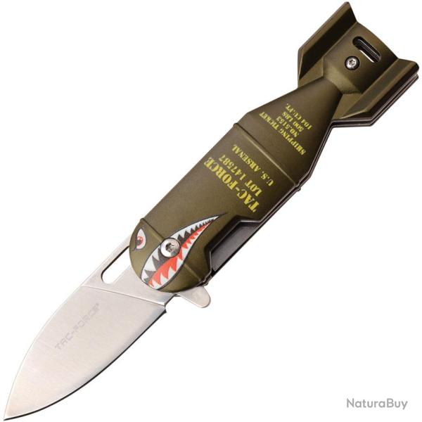 Couteau Pliant Tac Force Bomb A/O Lame Acier 3Cr13 Manche Aluminium Vert Linerlock TF1039GN
