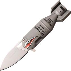 Couteau Pliant Tac Force Bomb A/O Lame Acier 3Cr13 Manche Aluminium Gris Linerlock TF1039GY
