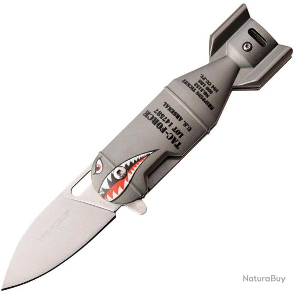 Couteau Pliant Tac Force Bomb A/O Lame Acier 3Cr13 Manche Aluminium Gris Linerlock TF1039GY