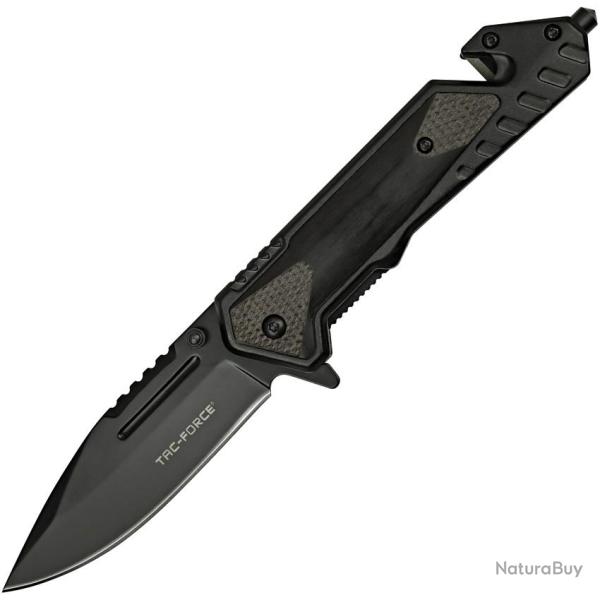 Couteau Pliant Tac Force A/O Lame Acier 3Cr13 Manche Aluminium et Bois Noir Linerlock TF1045BK