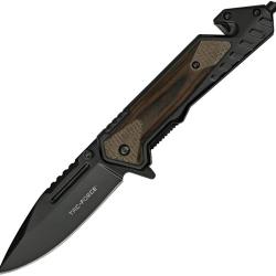 Couteau Pliant Tac Force A/O Lame Acier 3Cr13 Manche Aluminium et Bois Noir et Marron TF1045BR