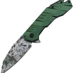 Couteau Pliant Tac Force A/O Lame Acier 3Cr13 Drop Point Manche Aluminium Vert Linerlock TF1049GN
