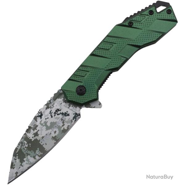 Couteau Pliant Tac Force A/O Lame Acier 3Cr13 Drop Point Manche Aluminium Vert Linerlock TF1049GN