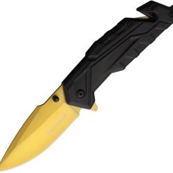 Couteau Pliant Tac Force A/O Lame Acier 3Cr13 Drop Point Manche Aluminium Noir Linerlock TF2004GD