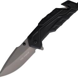Couteau Pliant Tac Force A/O Lame Acier 3Cr13 Drop Point Manche Aluminium Noir Linerlock TF2004GY
