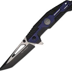 Couteau Pliant Tac Force A/O Lame Acier 3Cr13 Tanto Manche Nylon Noir et Bleu Linerlock TF2007BL