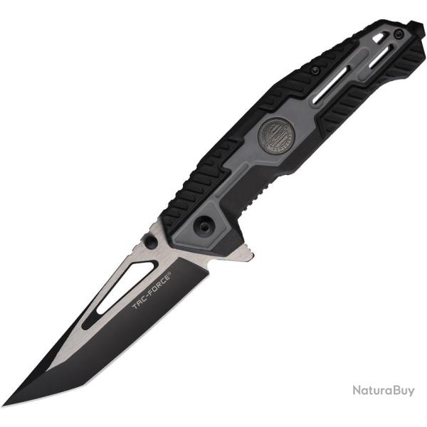 Couteau Pliant Tac Force A/O Lame Acier 3Cr13 Tanto Manche Nylon Noir et Gris Linerlock TF2007GY