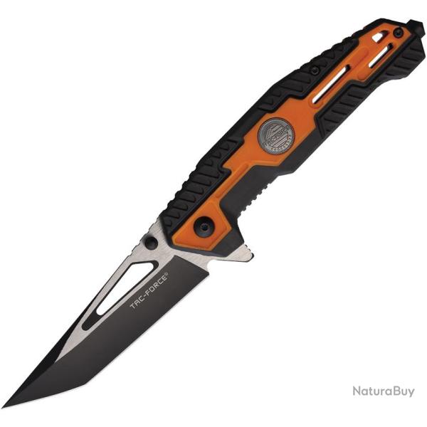 Couteau Pliant Tac Force A/O Lame Acier 3Cr13 Tanto Manche Nylon Noir et Orange Linerlock TF2007OR