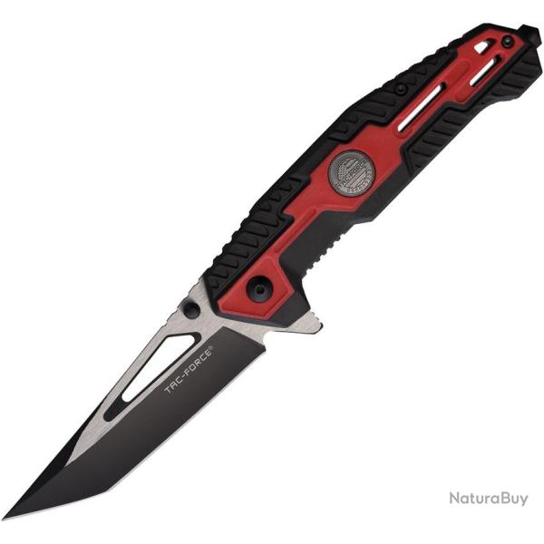 Couteau Pliant Tac Force A/O Lame Acier 3Cr13 Tanto Manche Nylon Noir et Rouge Linerlock TF2007RD