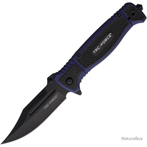 Couteau Pliant Tac Force A/O Lame Acier 3Cr13 Manche Nylon Noir et Bleu Linerlock TF2008BL